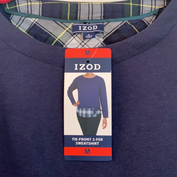 IZOD Women's Long Sleeve Tie-Front Sweatshirt - Picture 5 of 9